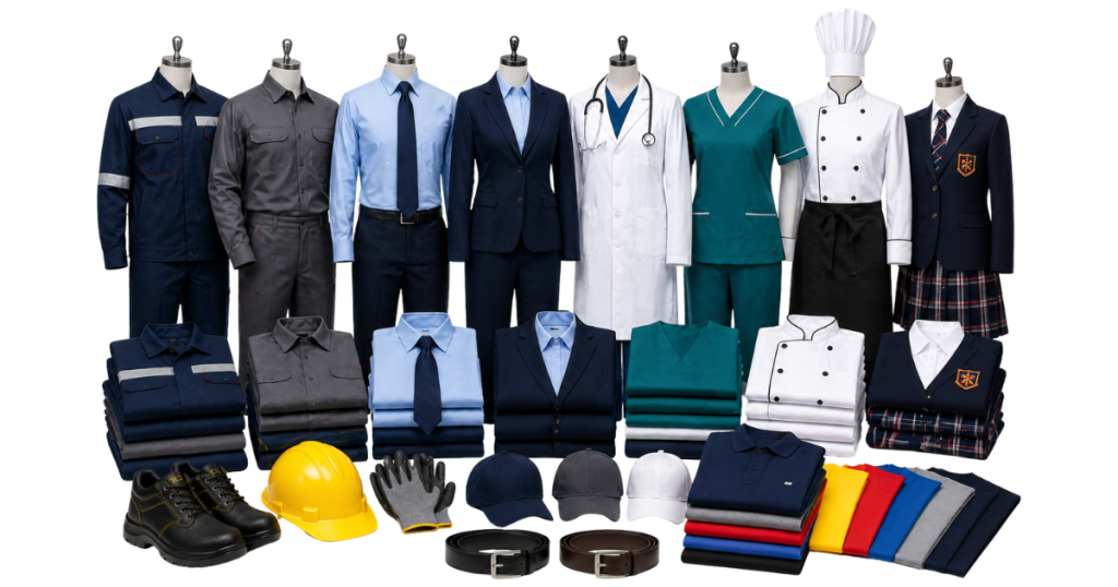 Uniform manufacturer in Pune industrial corporate hospital school chef uniforms and tshirts supplier